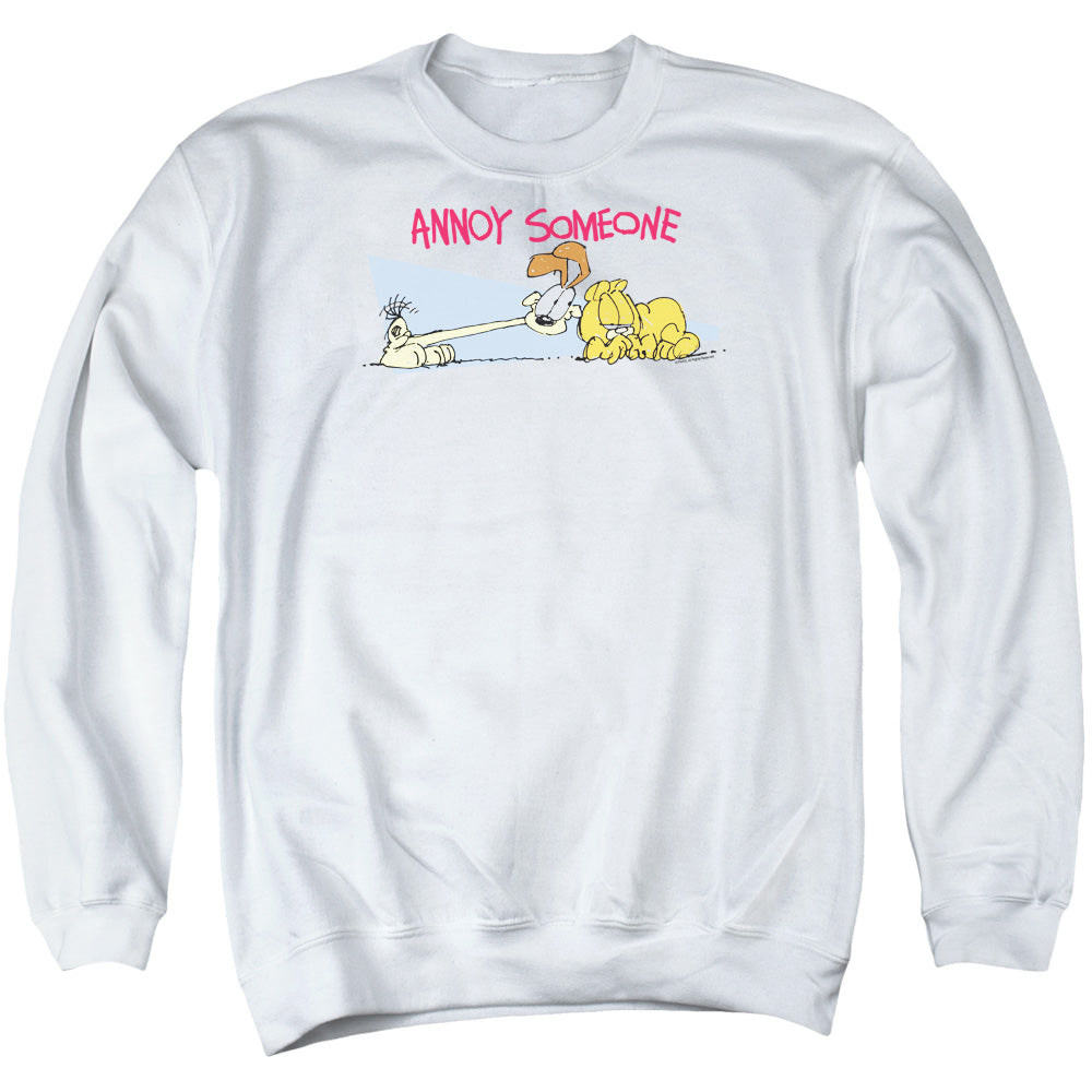 Garfield Annoy Someone Mens Crewneck Sweatshirt White