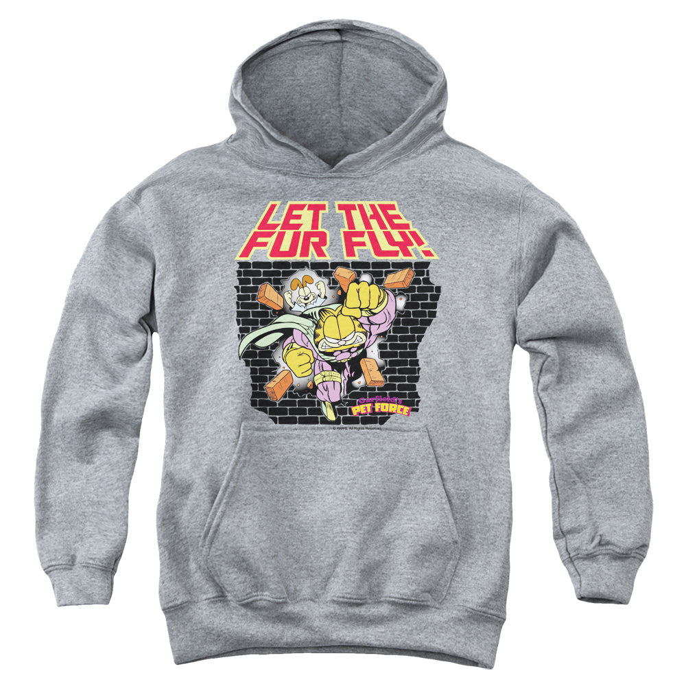 Garfield Let the Fur Fly Kids Youth Hoodie Athletic Heather