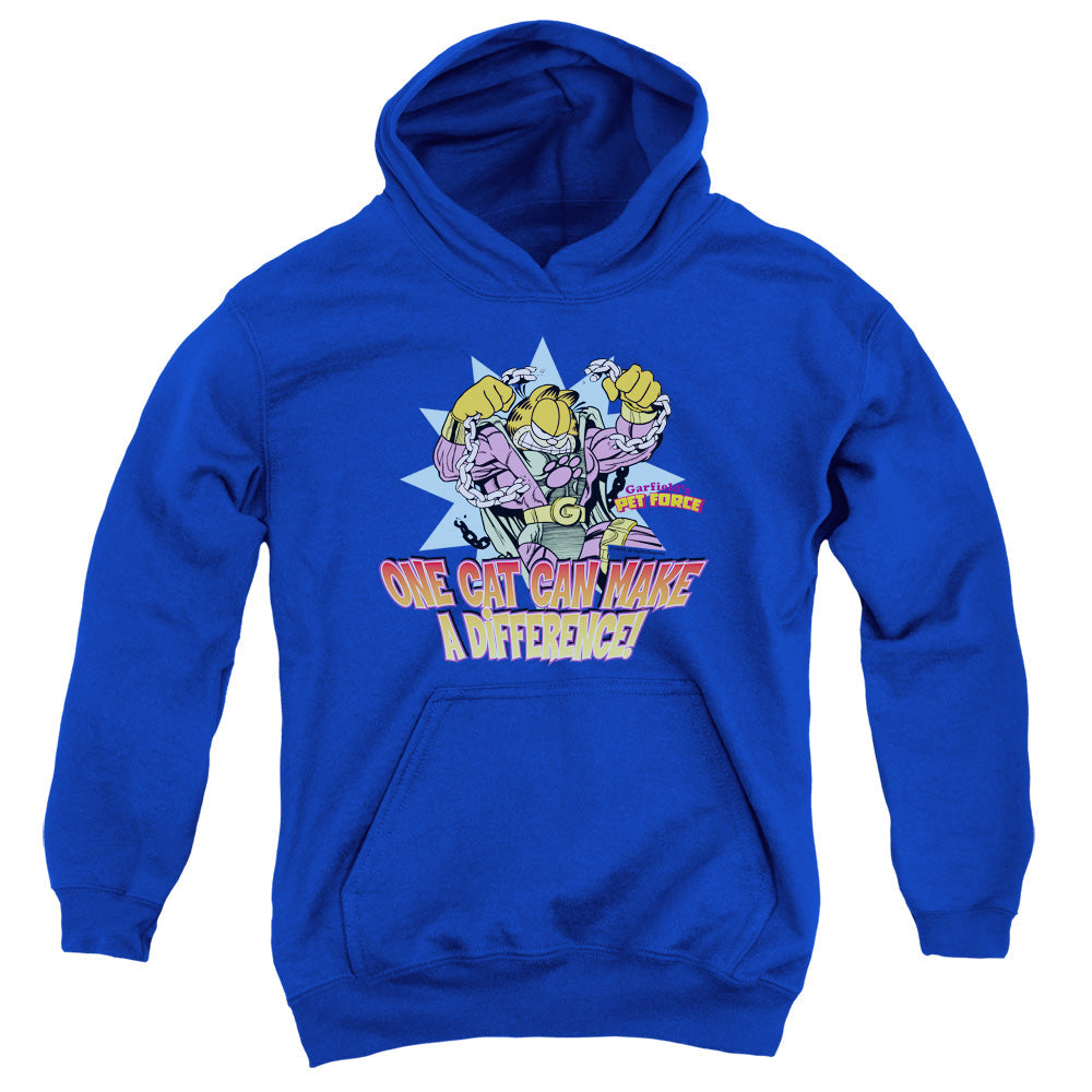 Garfield Make a Difference Kids Youth Hoodie Royal