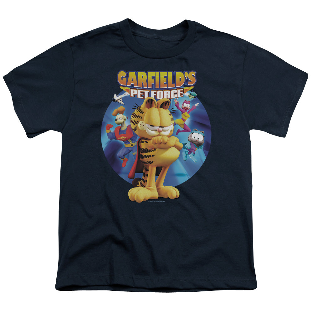 Garfield Dvd Art Kids Youth T Shirt Navy