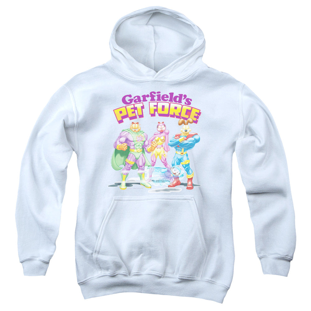 Garfield Heroes Await Kids Youth Hoodie White