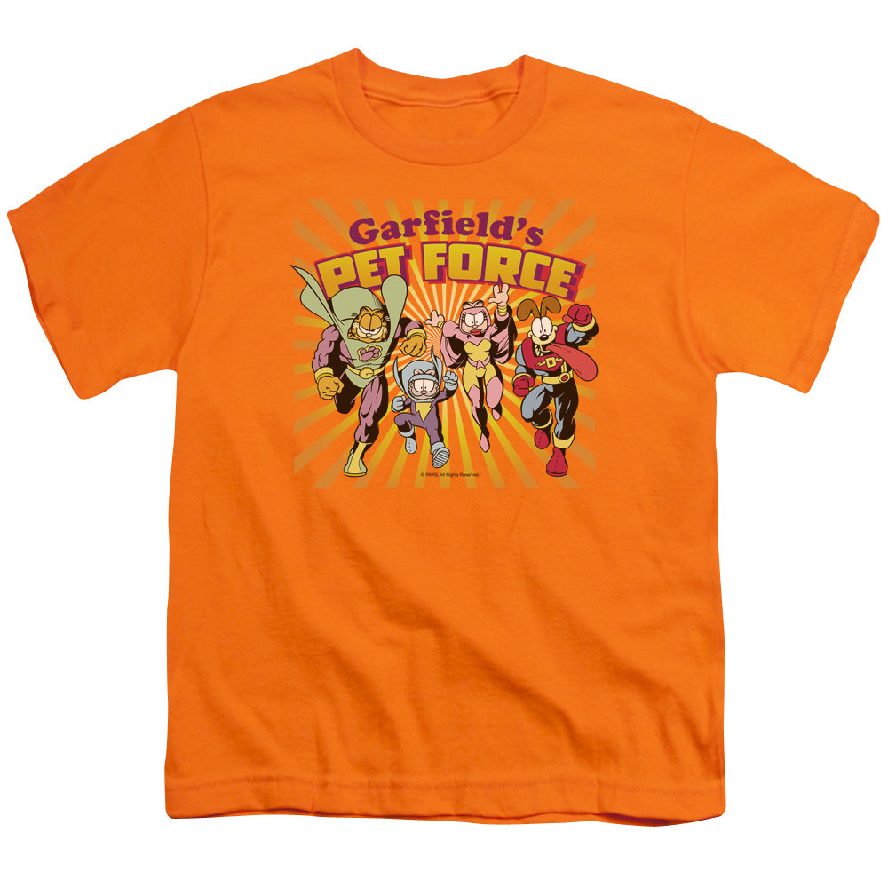 Garfield Pet Force Burst Kids Youth T Shirt Orange