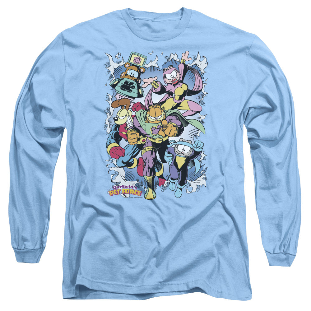 Garfield Ripped Mens Long Sleeve Shirt Carolina Blue Officially Licensed