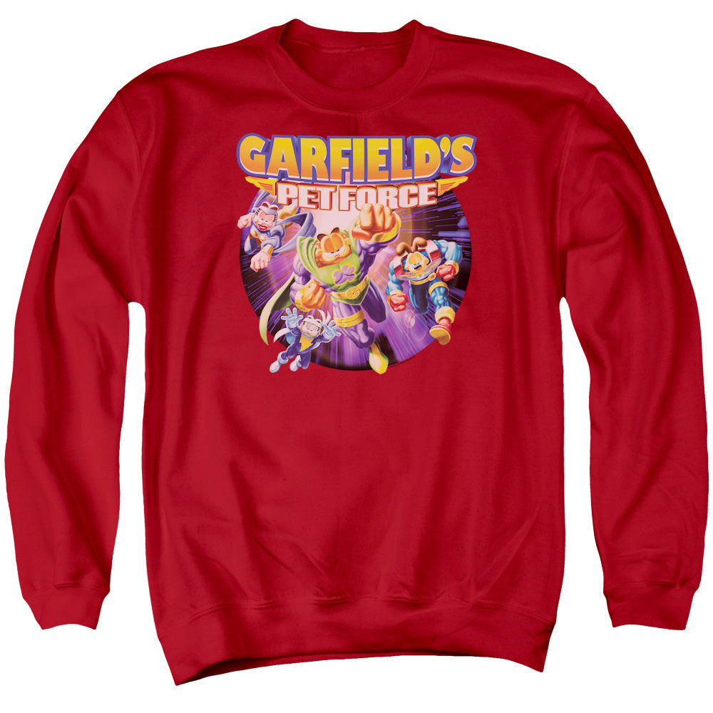 Garfield Pet Force Four Mens Crewneck Sweatshirt Red