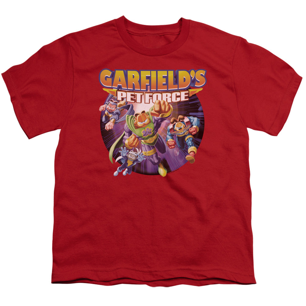 Garfield Pet Force Four Kids Youth T Shirt Red