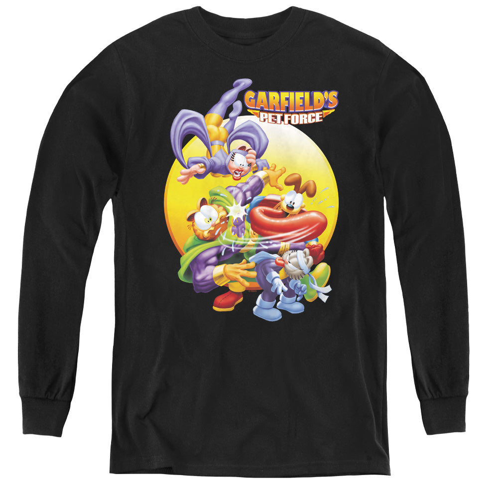 Garfield Tongue of Doom Long Sleeve Kids Youth T Shirt Black