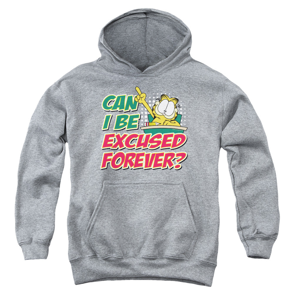 Garfield Excused Forever Kids Youth Hoodie Heather