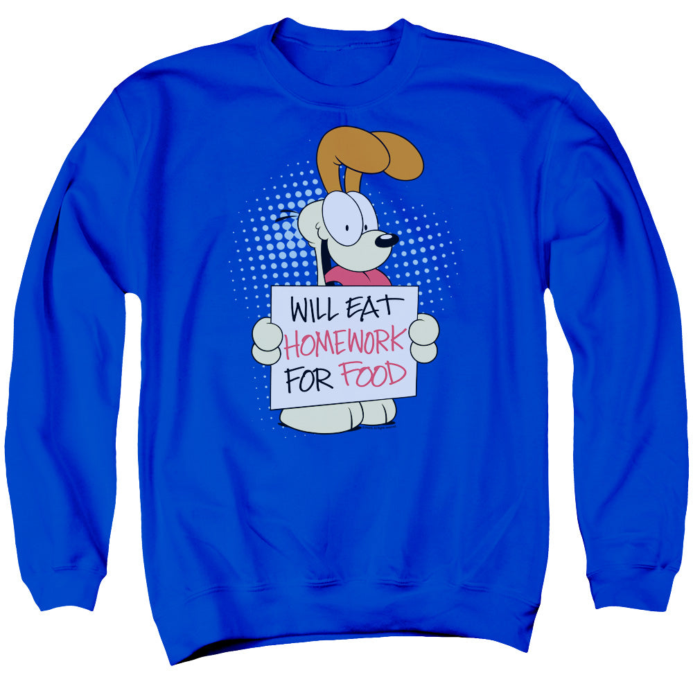 Garfield Will Eat Homework Mens Crewneck Sweatshirt Royal Blue