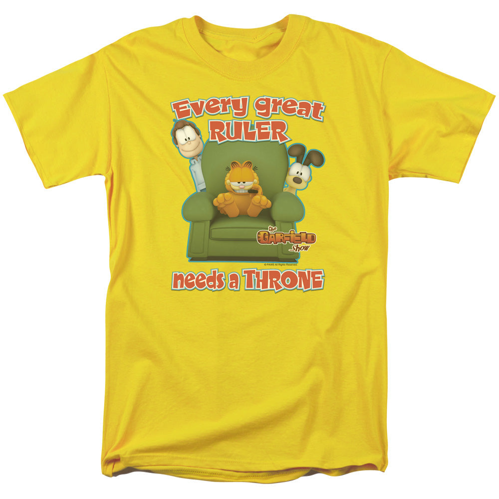 Garfield Throne Mens T Shirt Yellow Officially Licensed