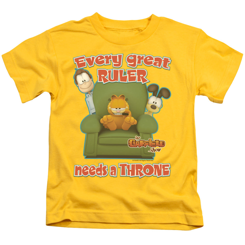 Garfield Throne Juvenile Kids Youth T Shirt Yellow