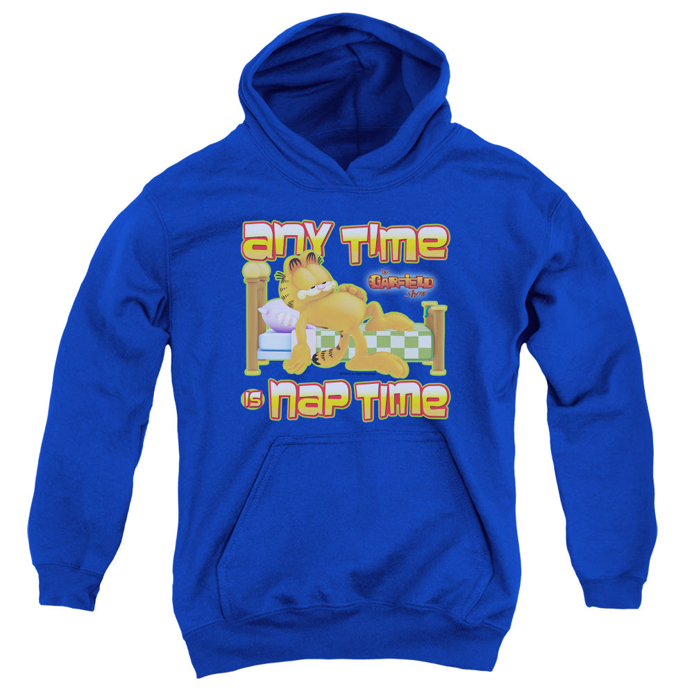 Garfield Nap Time Kids Youth Hoodie Royal