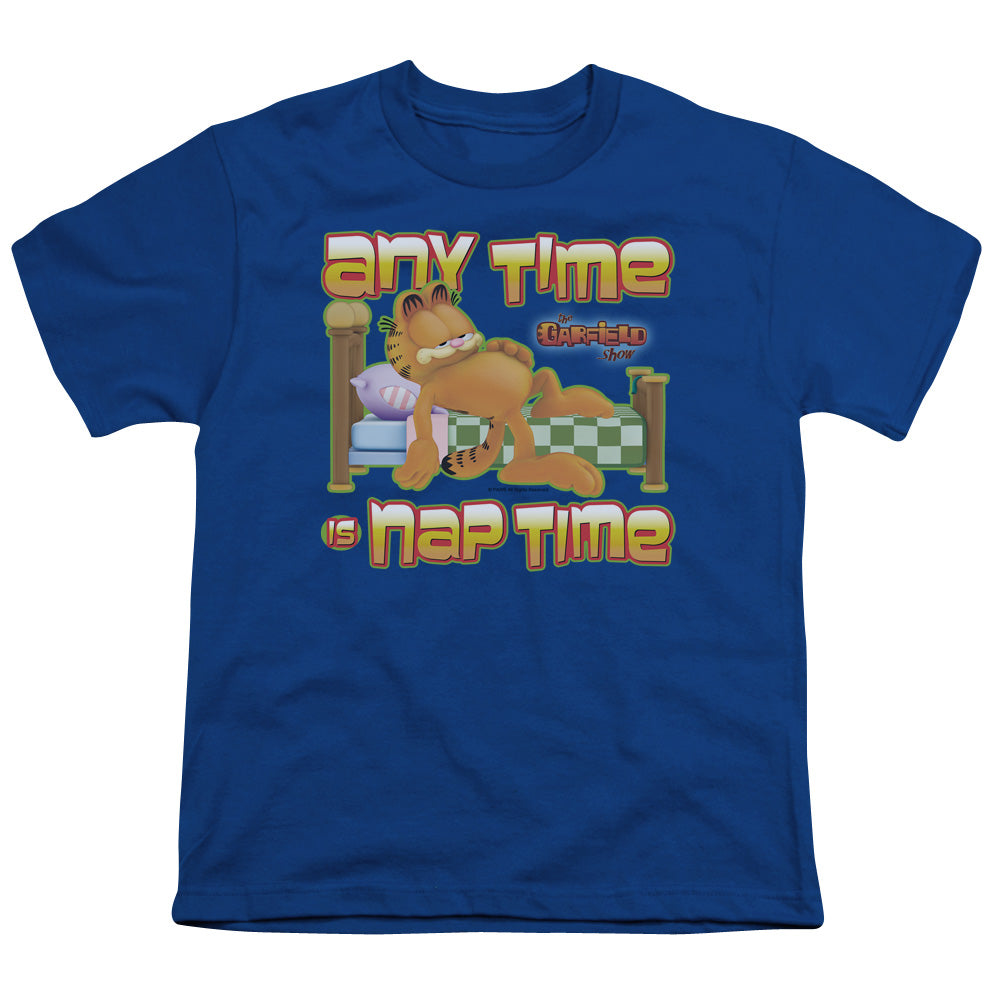 Garfield Nap Time Kids Youth T Shirt Royal Blue