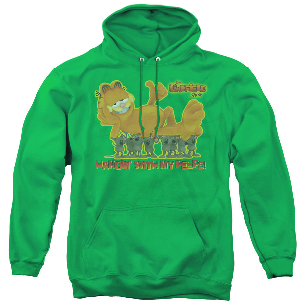 Garfield My Peeps Mens Hoodie Kelly Green