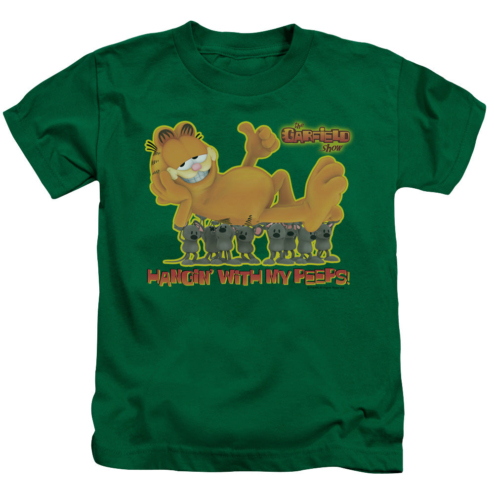 Garfield My Peeps Juvenile Kids Youth T Shirt Kelly Green