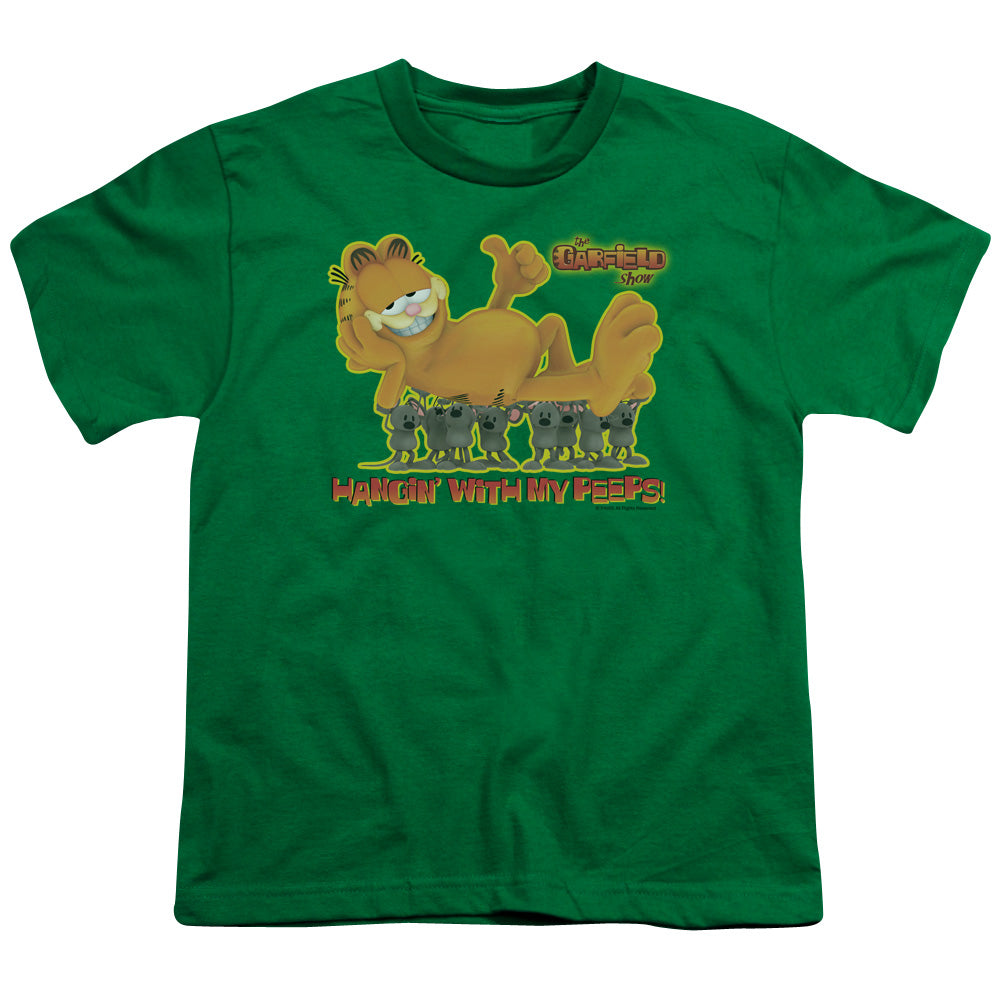 Garfield My Peeps Kids Youth T Shirt Kelly Green