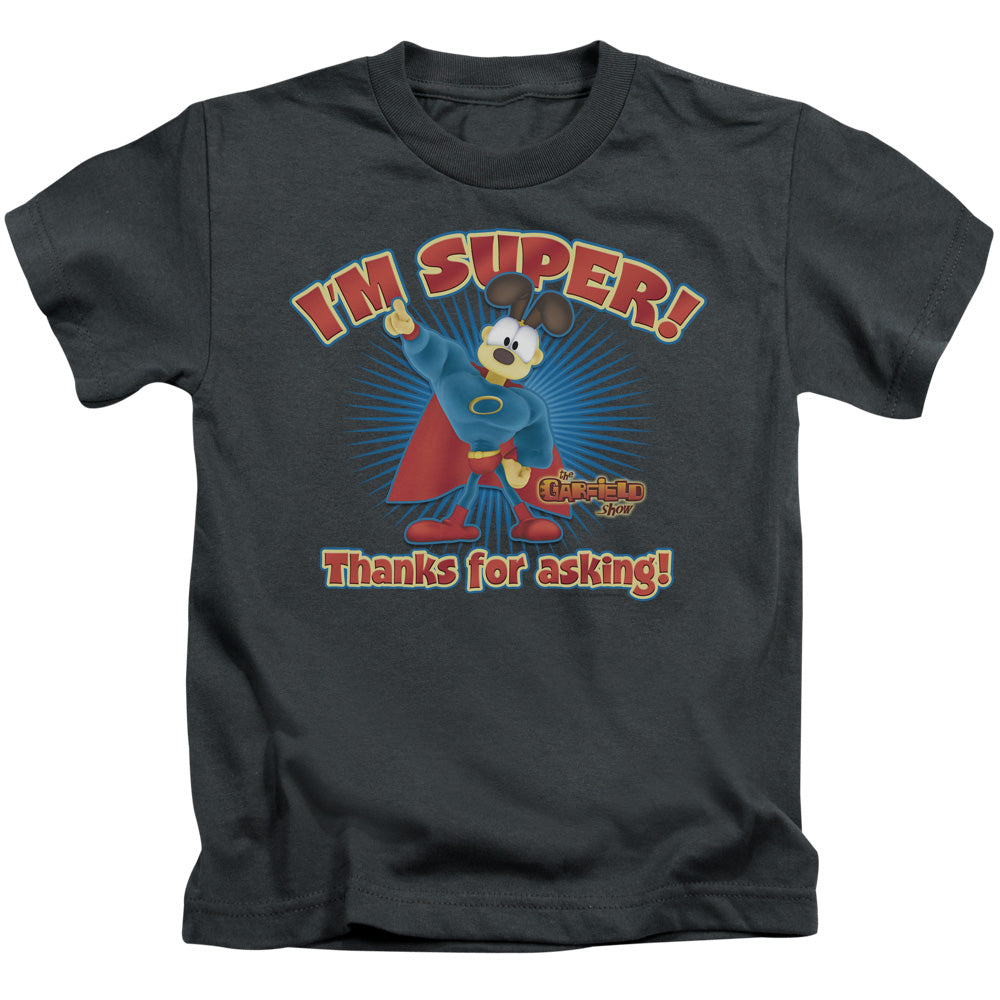 Garfield Super Juvenile Kids Youth T Shirt Charcoal