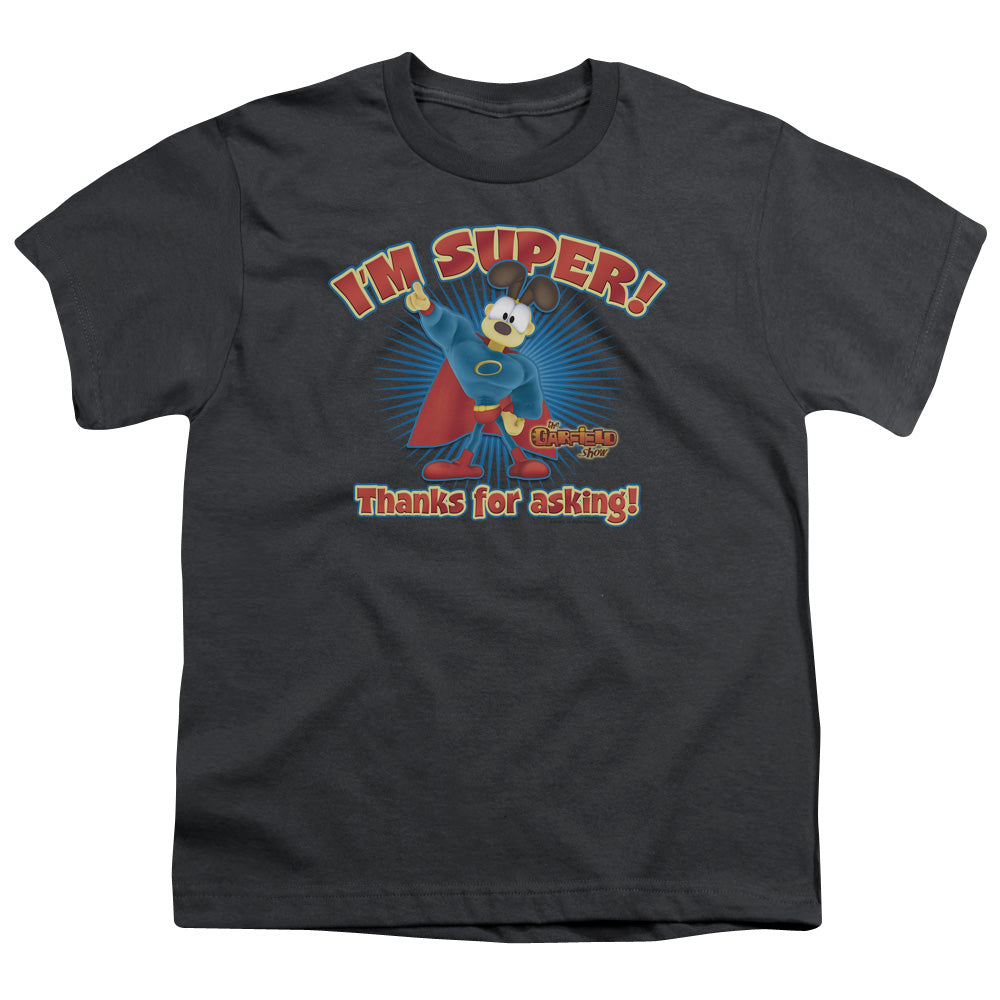 Garfield Super Kids Youth T Shirt Charcoal