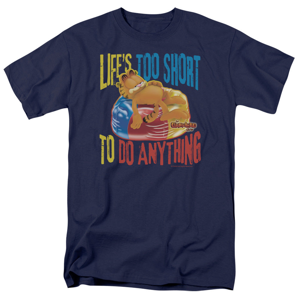 Garfield Too Short Mens T Shirt Navy Officially Licensed