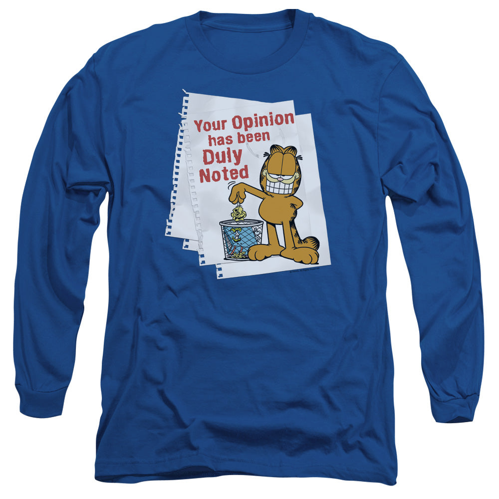 Garfield Duly Noted Mens Long Sleeve Shirt Royal Officially Licensed