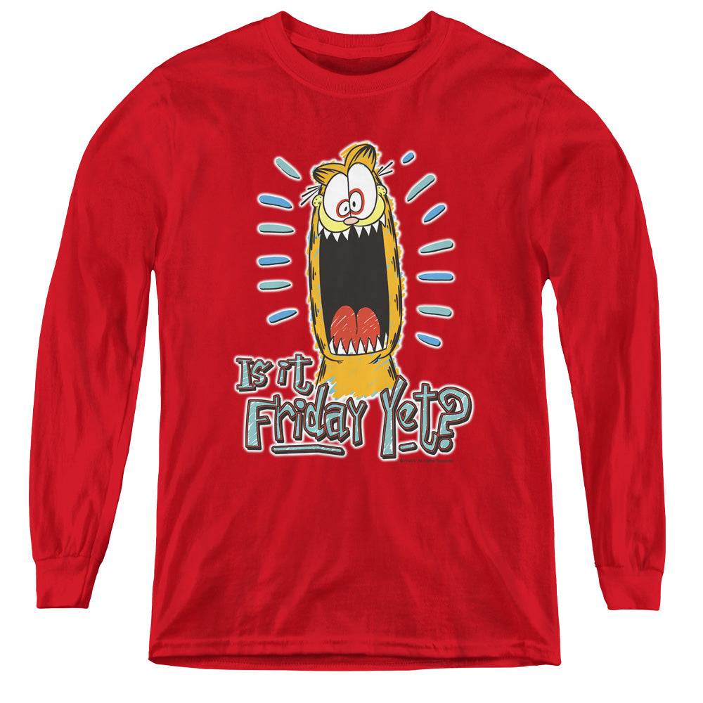 Garfield Friday Long Sleeve Kids Youth T Shirt Red