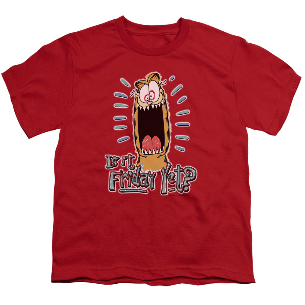 Garfield Friday Kids Youth T Shirt Red