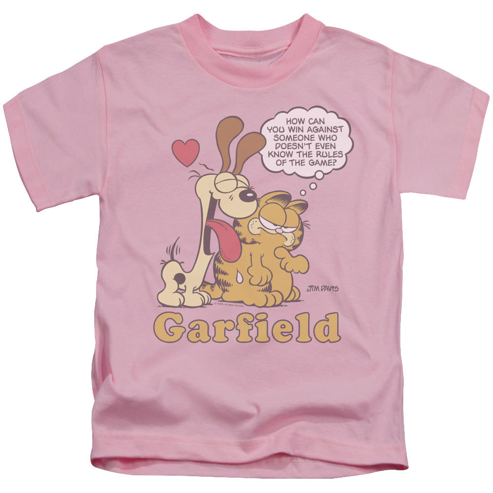 Garfield Cant Win Juvenile Kids Youth T Shirt Pink