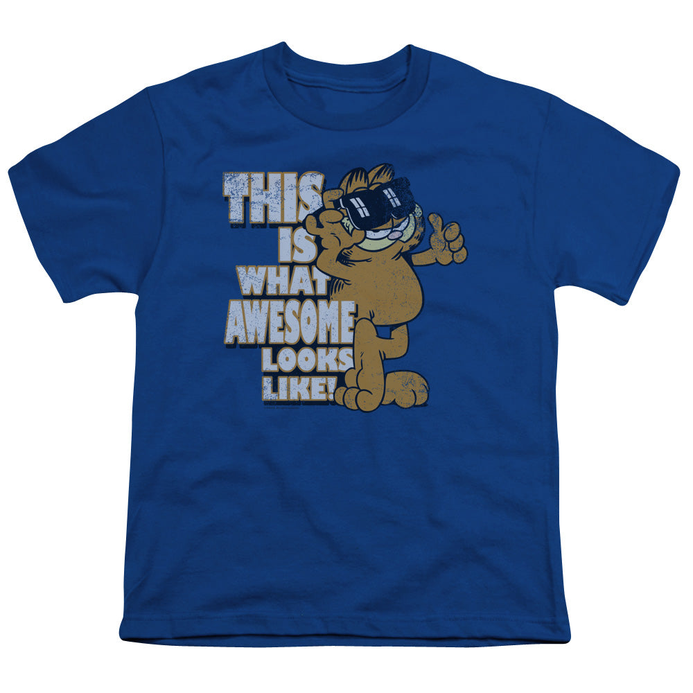 Garfield Awesome Kids Youth T Shirt Royal Blue