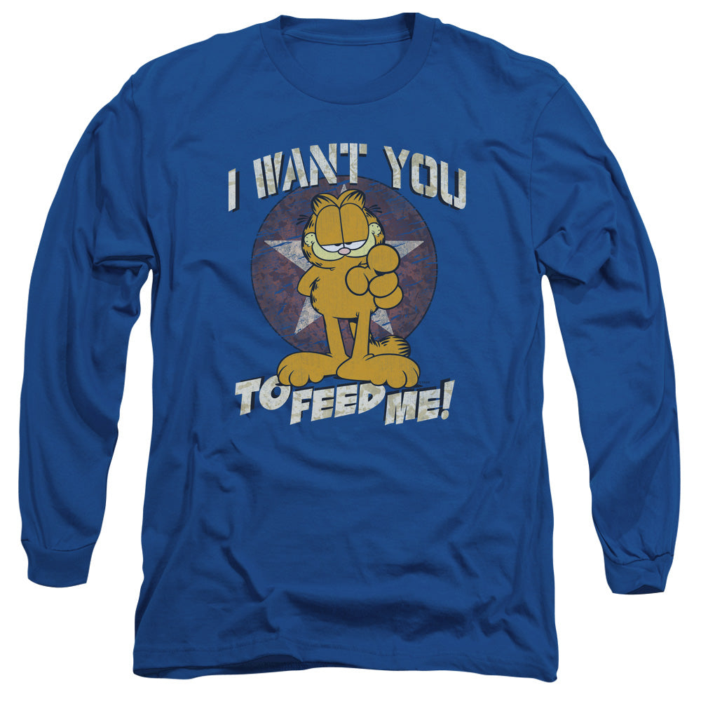 Garfield I Want You Mens Long Sleeve Shirt Royal Officially Licensed
