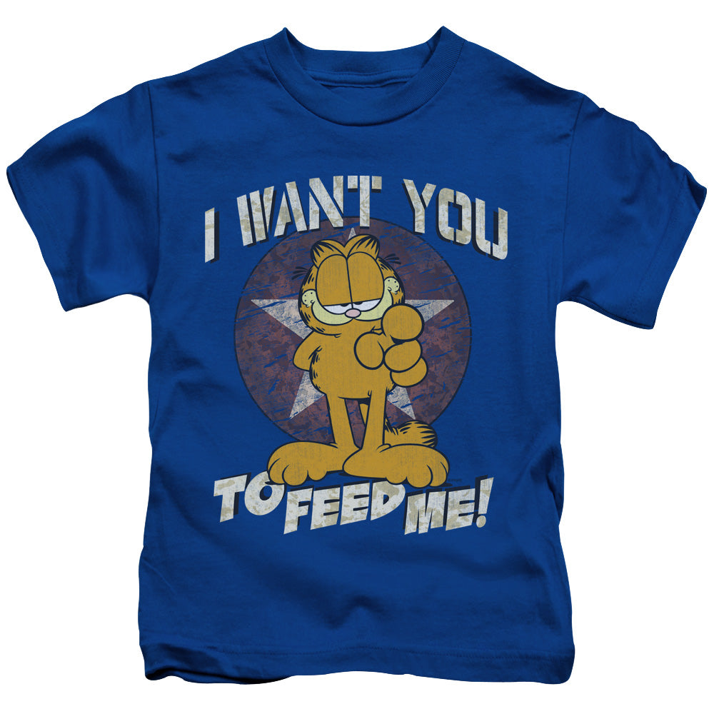 Garfield I Want You Juvenile Kids Youth T Shirt Royal Blue