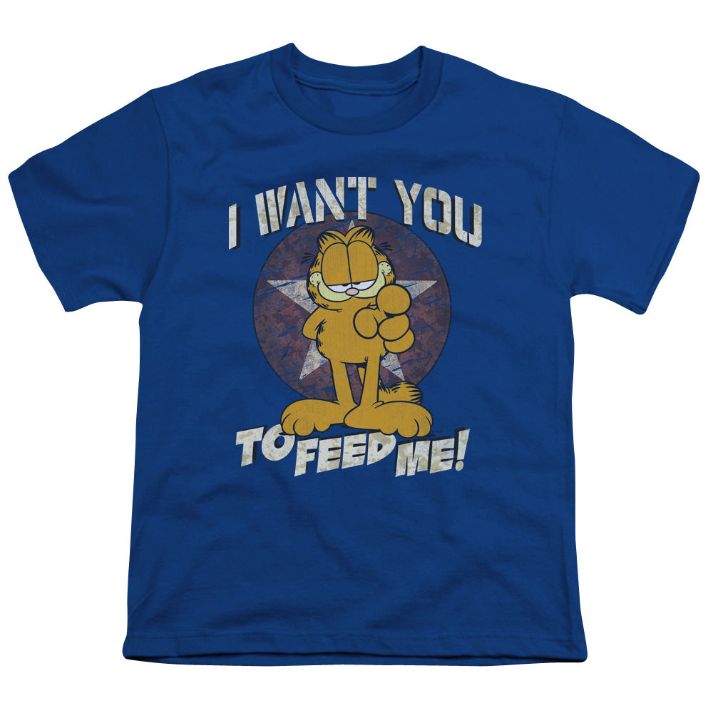 Garfield I Want You Kids Youth T Shirt Royal Blue