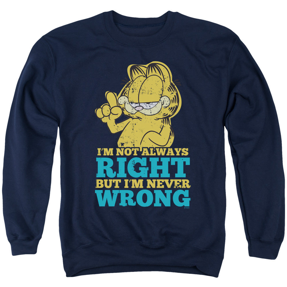 Garfield Never Wrong Mens Crewneck Sweatshirt Navy
