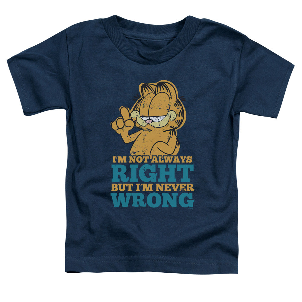 Garfield Never Wrong Toddler Kids Youth T Shirt Navy