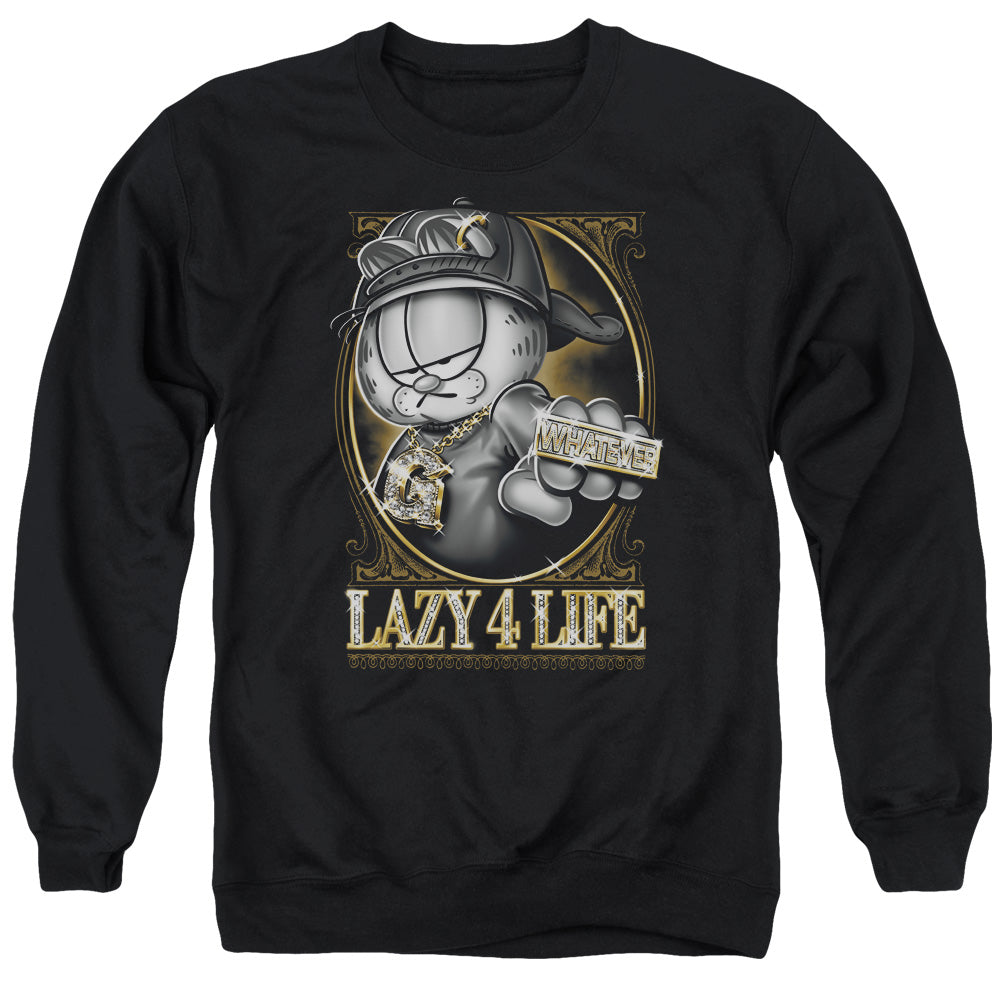 Garfield Lazy 4 Life Mens Crewneck Sweatshirt Black