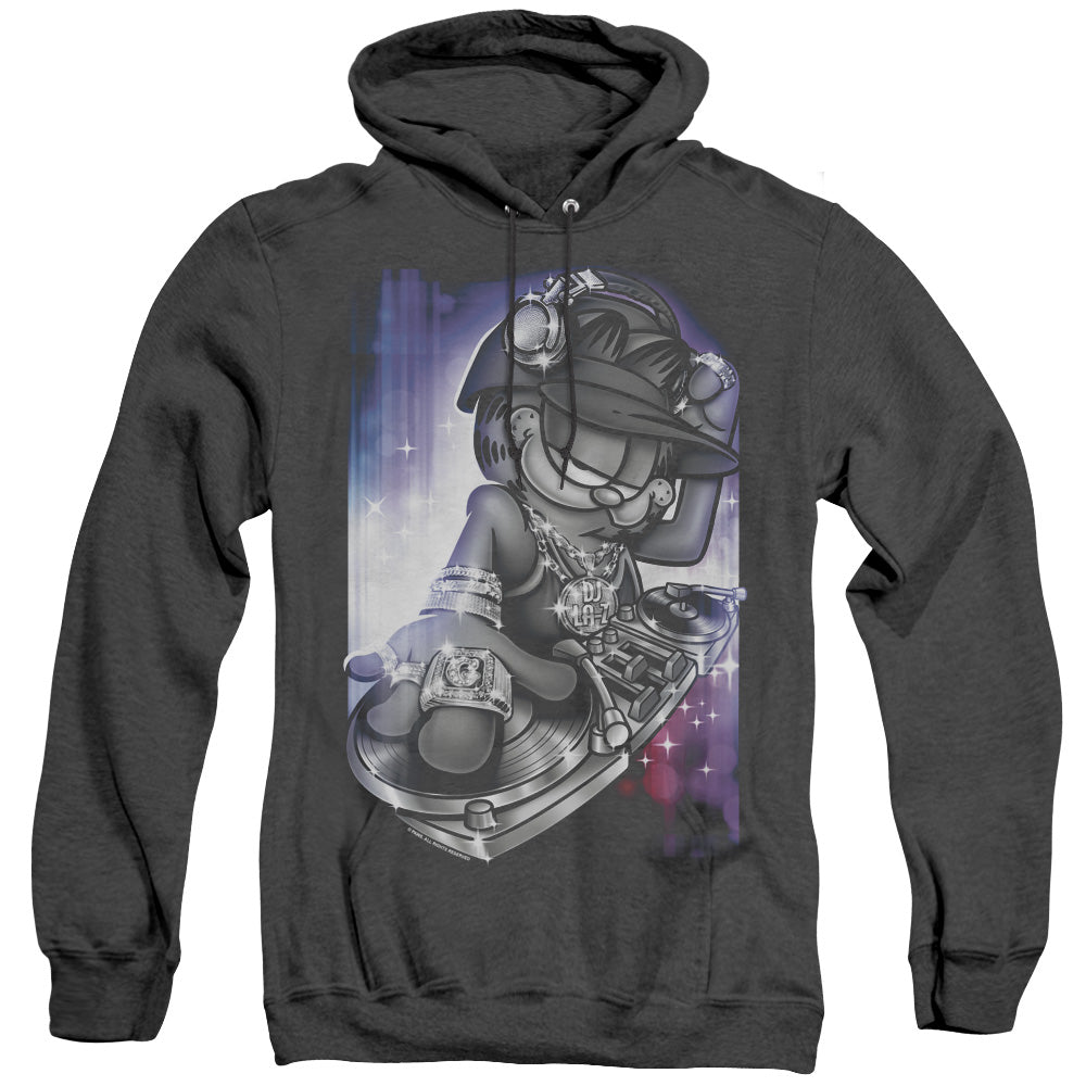 Garfield Dj Lazy Heather Mens Hoodie Black