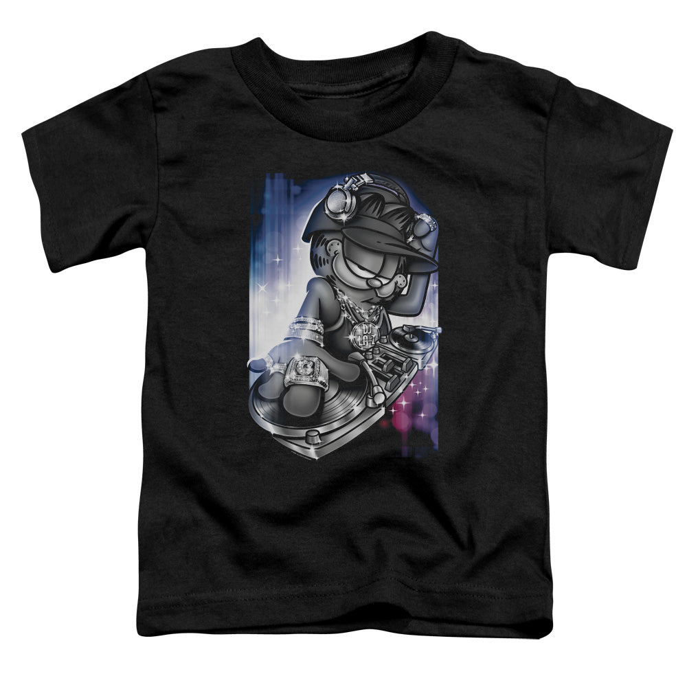 Garfield Dj Lazy Toddler Kids Youth T Shirt Black