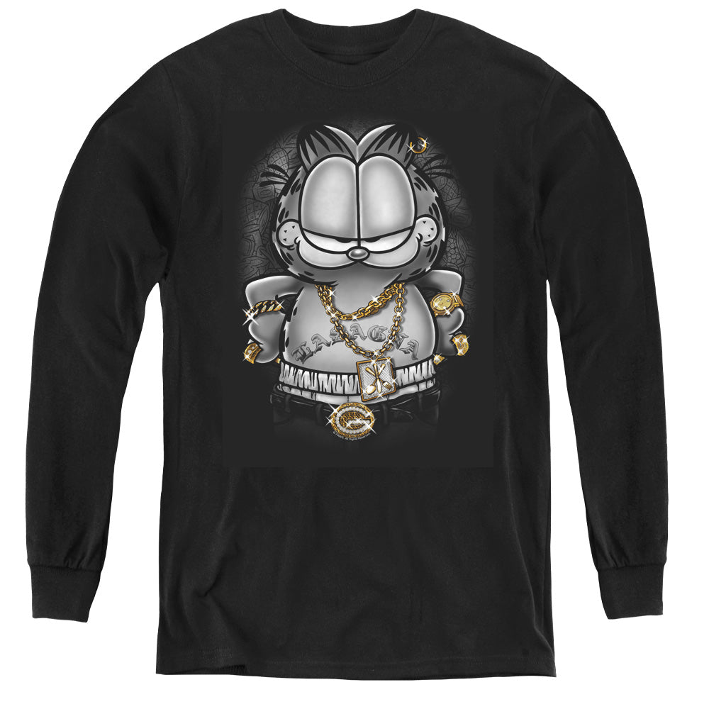 Garfield Lasagna for Life Long Sleeve Kids Youth T Shirt Black