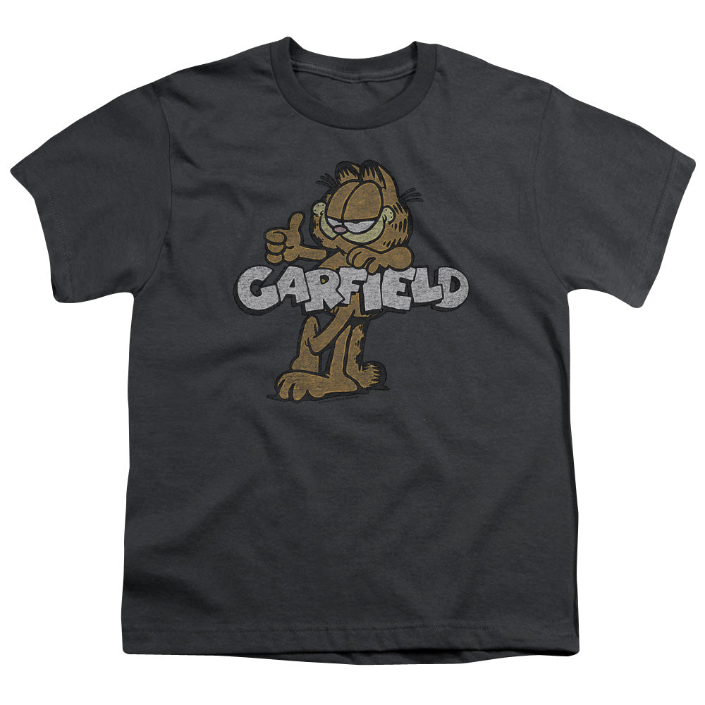 Garfield Retro Garf Kids Youth T Shirt Charcoal