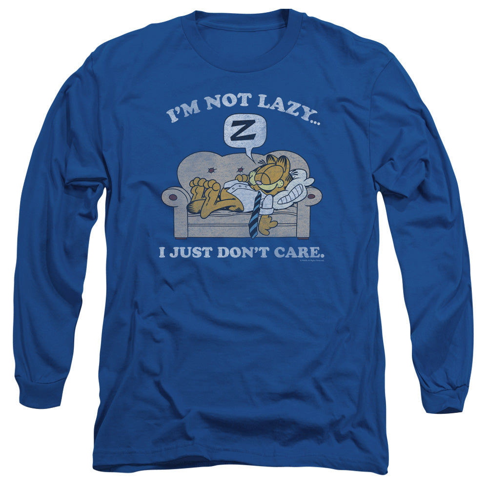 Garfield Not Lazy Mens Long Sleeve Shirt Royal Officially Licensed
