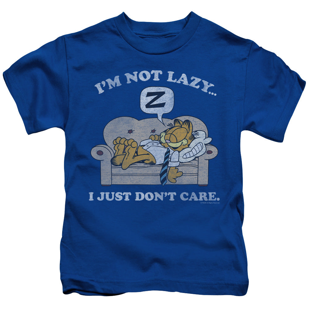 Garfield Not Lazy Juvenile Kids Youth T Shirt Royal Blue
