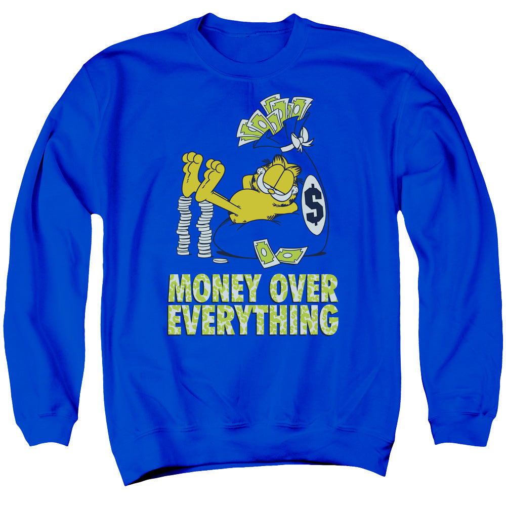 Garfield Money Is Everything Mens Crewneck Sweatshirt Royal Blue