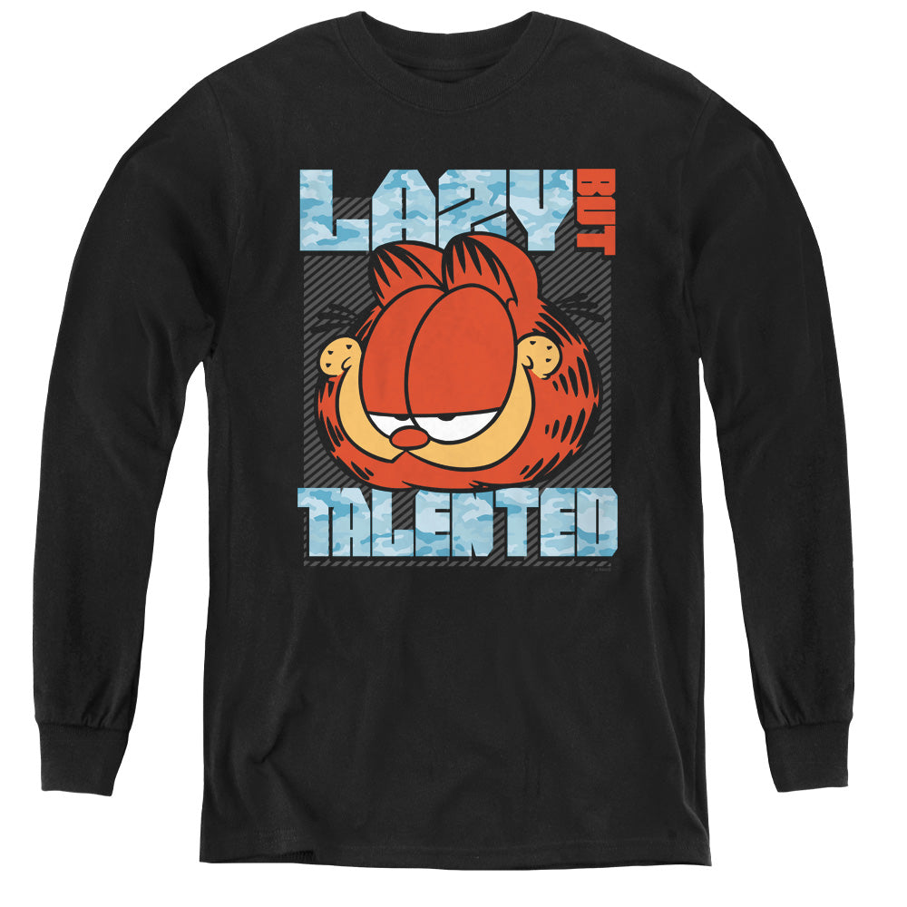 Garfield Lazy but Talented Long Sleeve Kids Youth T Shirt Black
