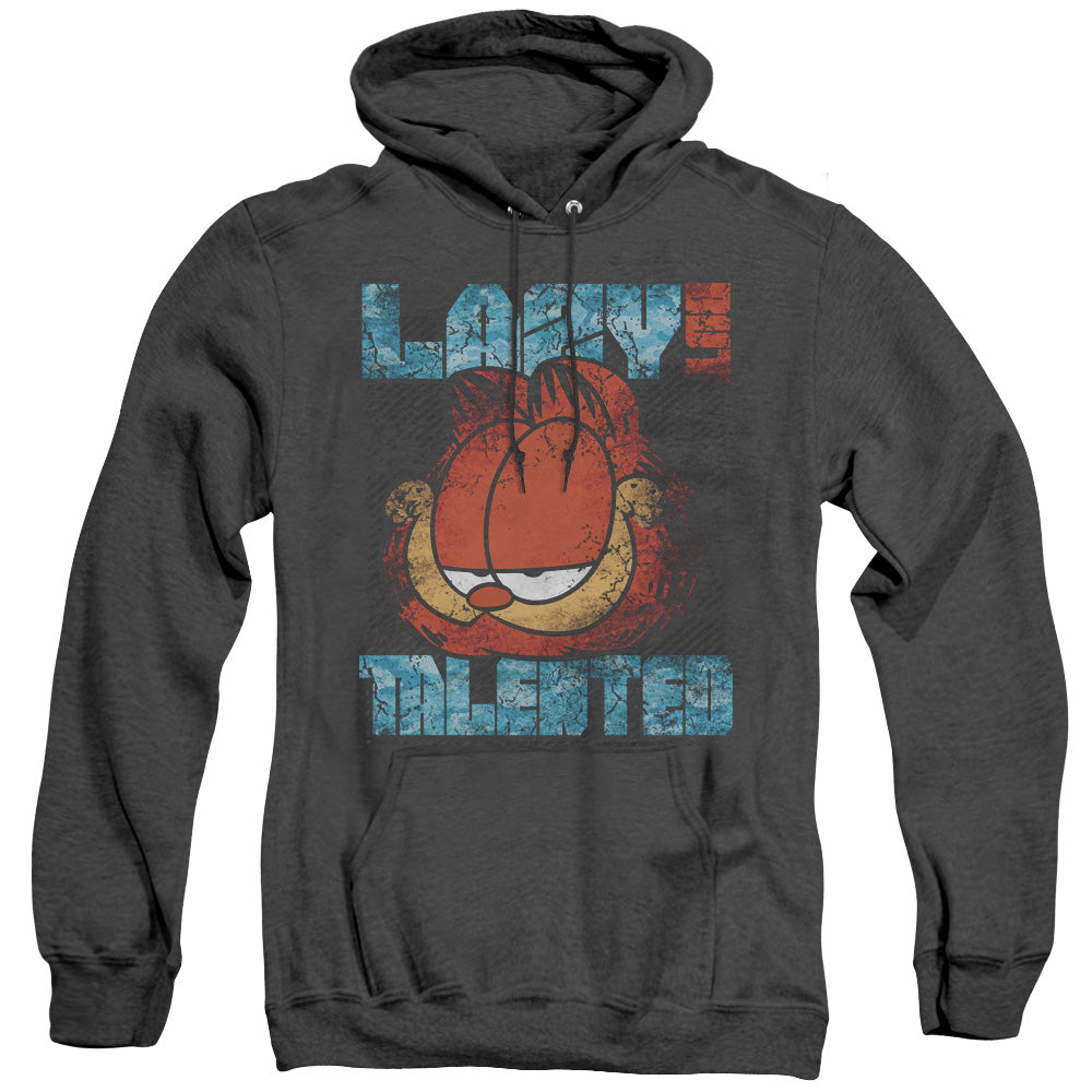 Garfield Lazy But Talented Distressed Mens Heather Hoodie Black Officially Licensed