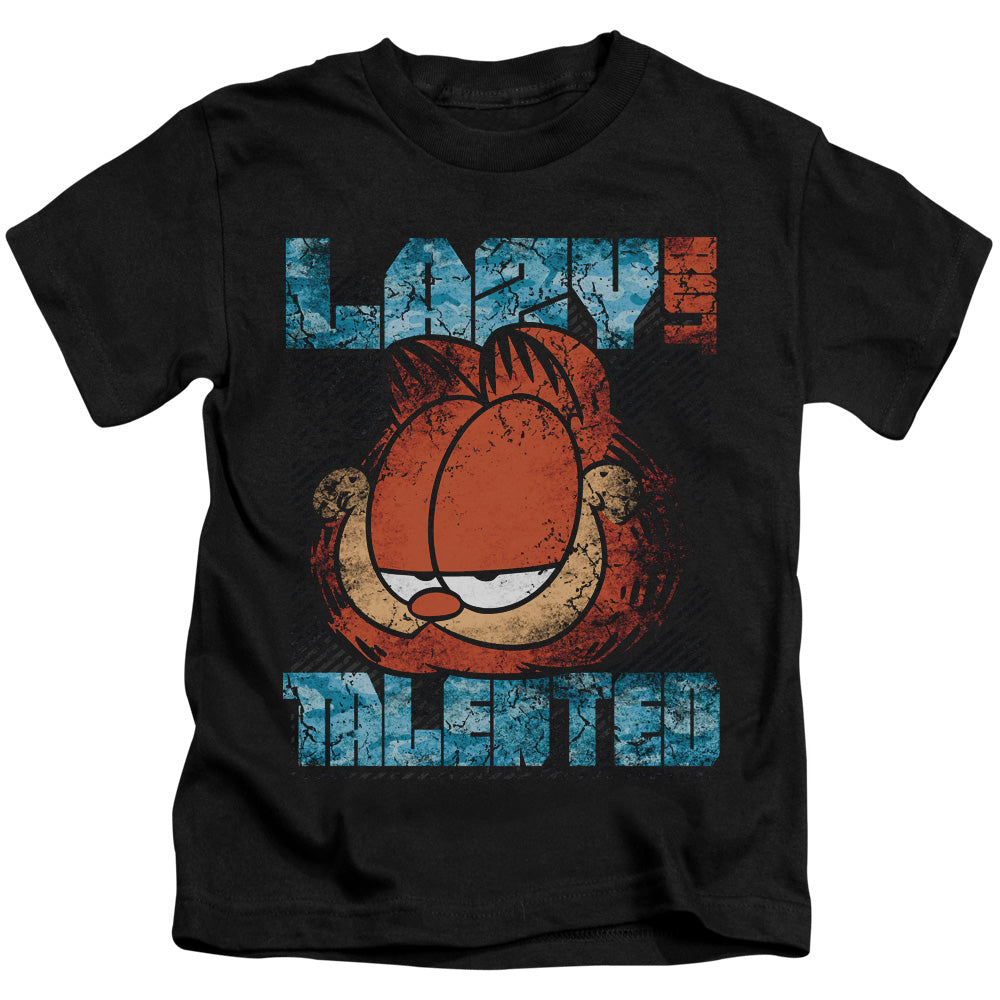 Garfield Lazy but Talented Distressed Juvenile Kids Youth T Shirt Black