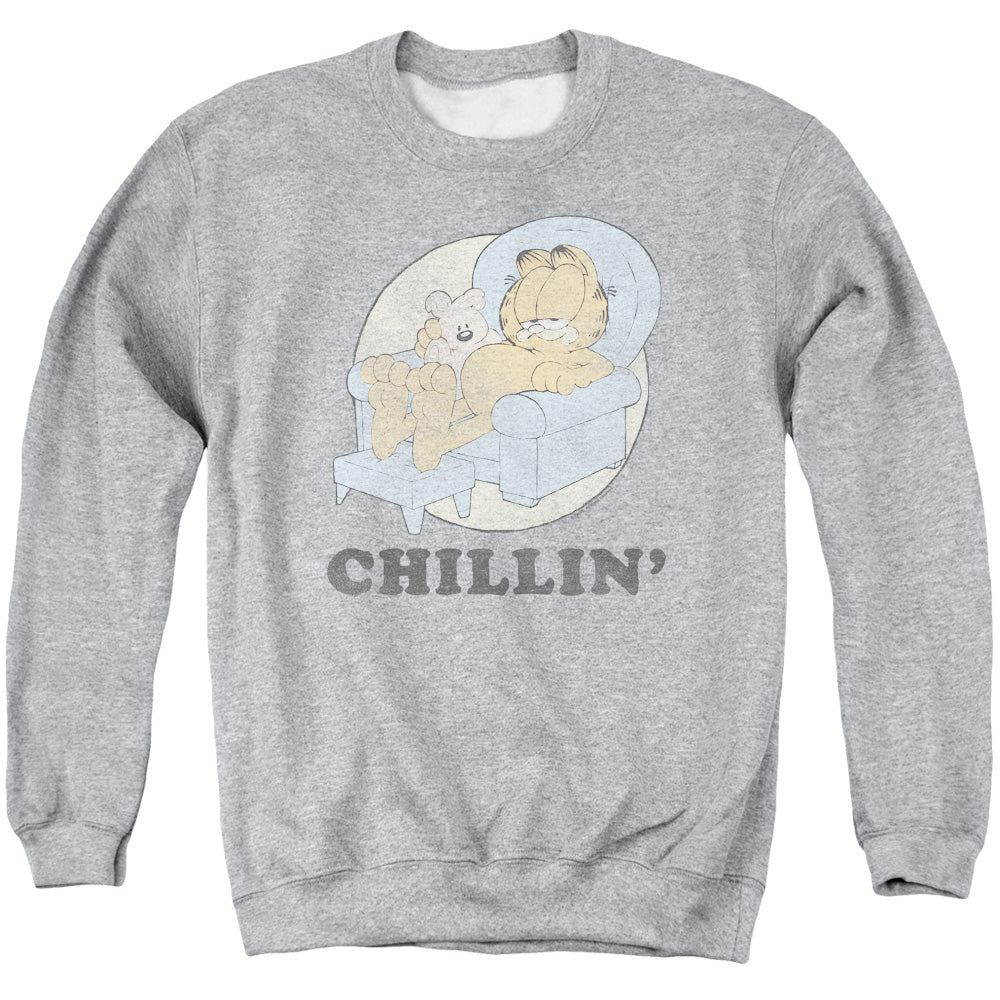 Garfield Chillin Mens Crewneck Sweatshirt Athletic Heather