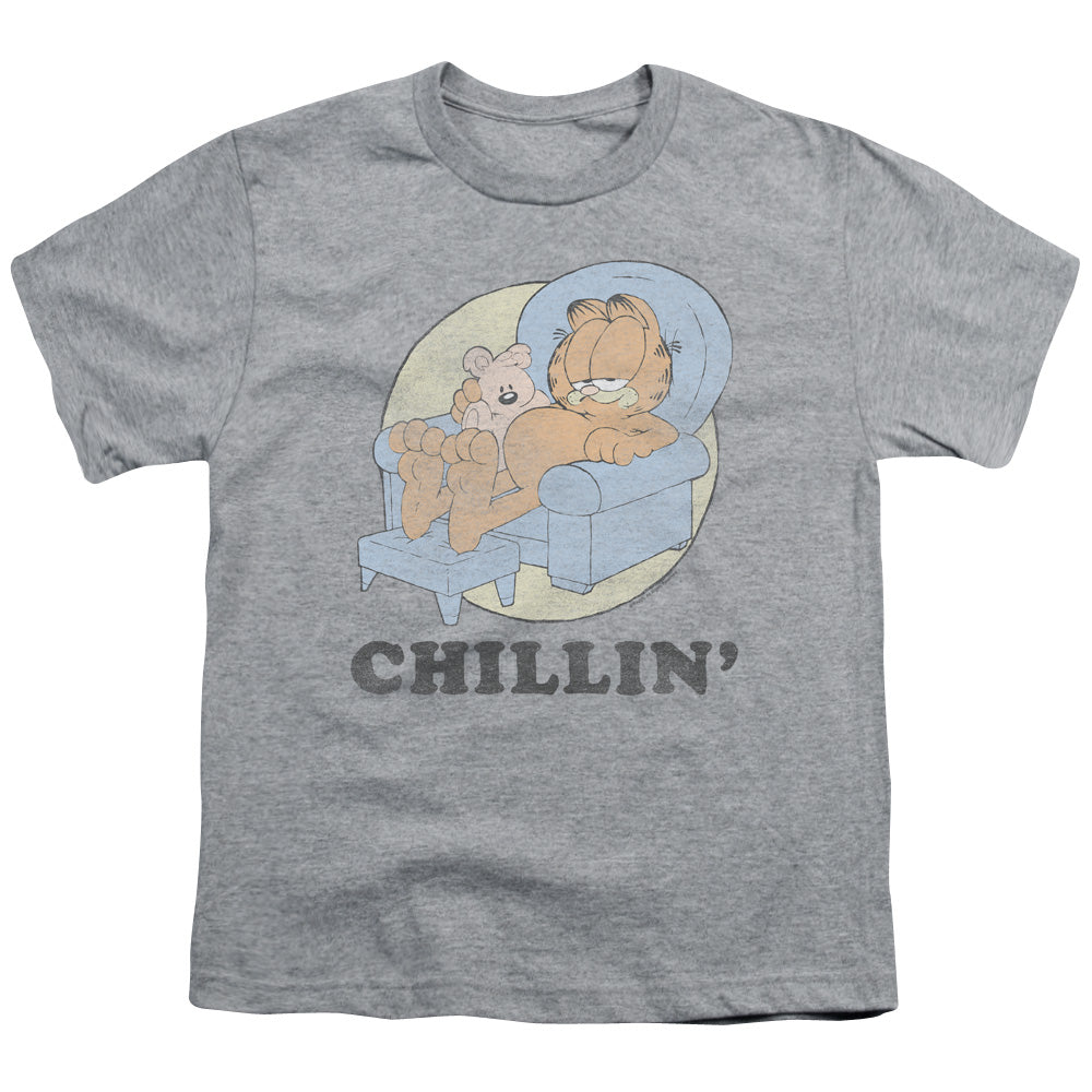Garfield Chillin Kids Youth T Shirt Athletic Heather