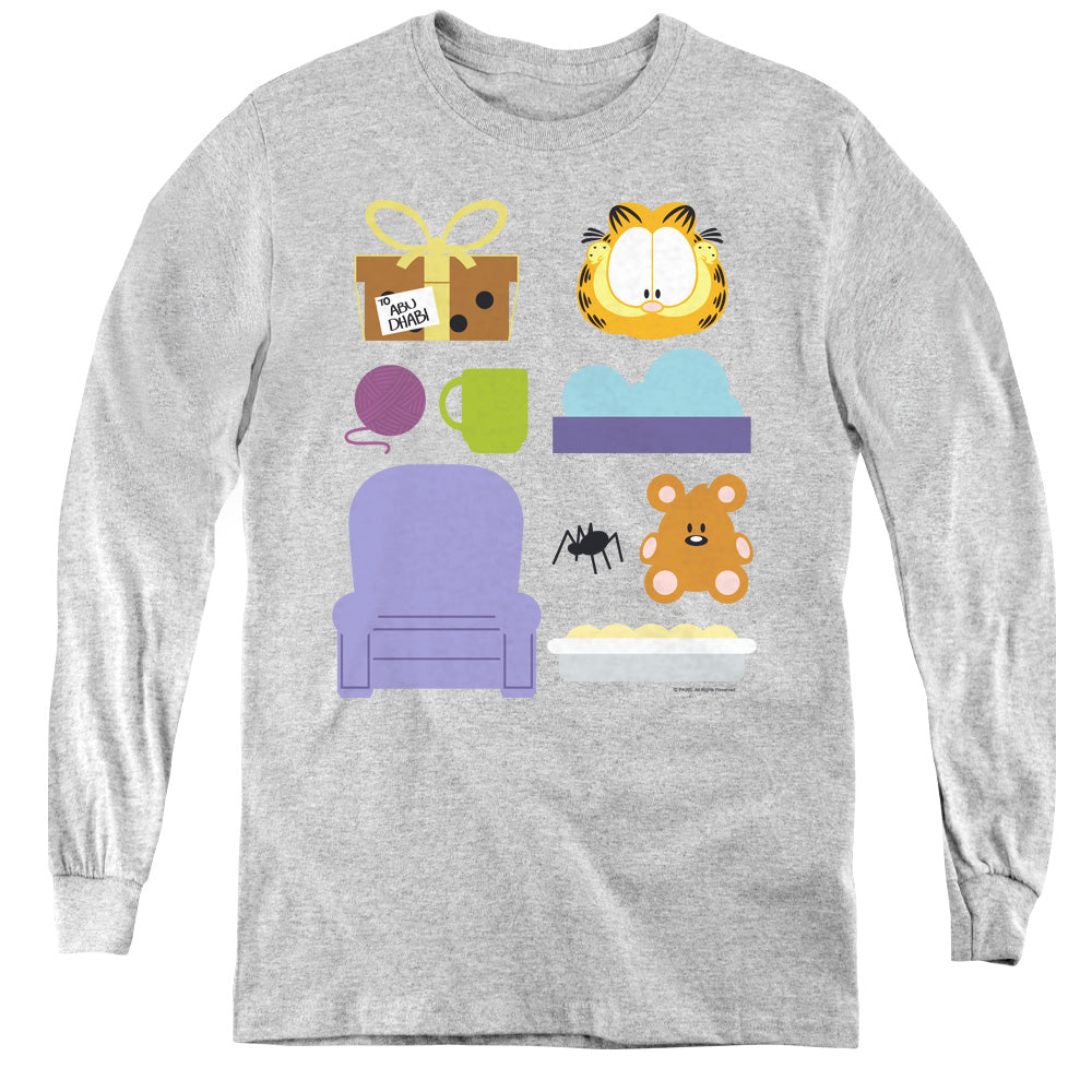 Garfield Gift Set Long Sleeve Kids Youth T Shirt Athletic Heather