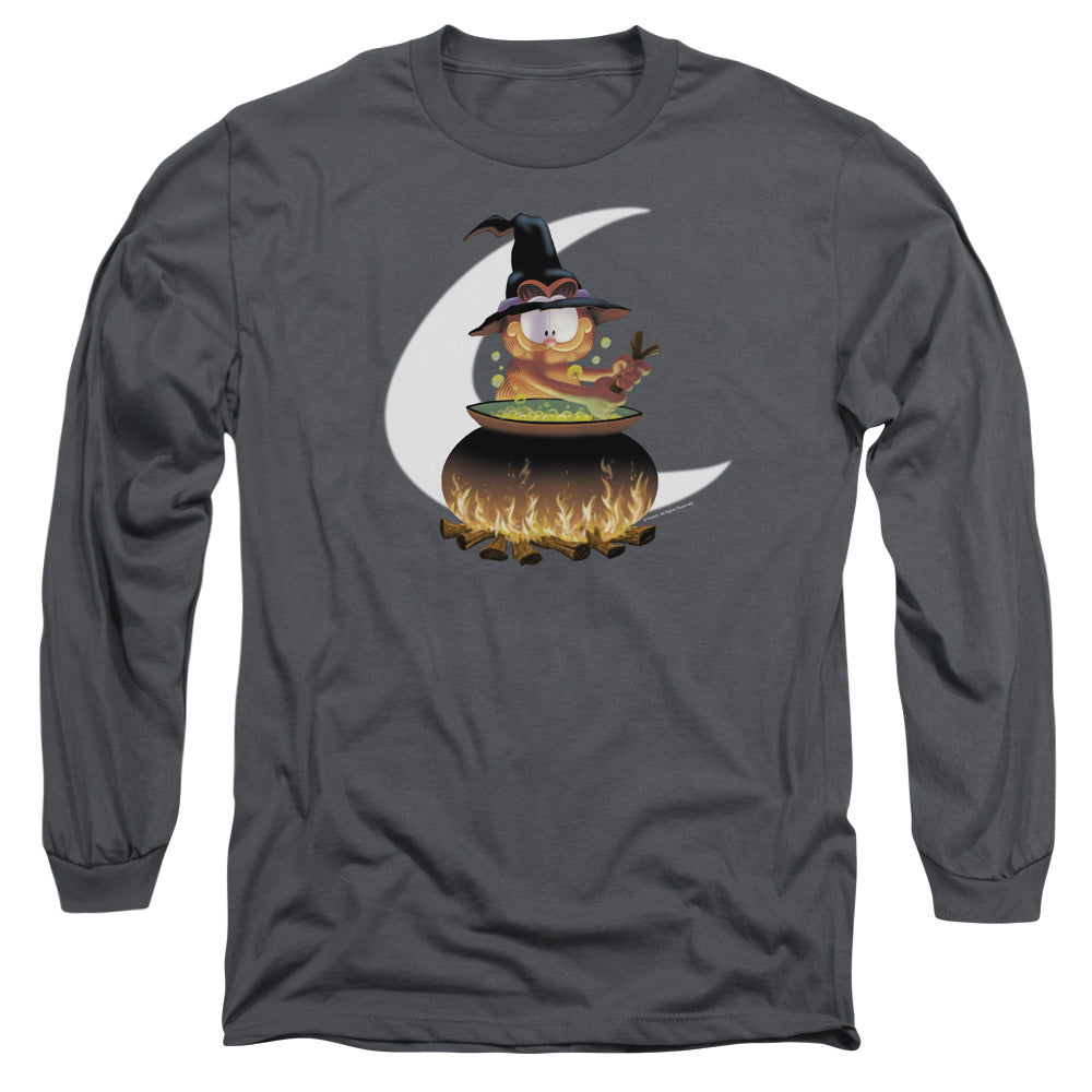 Garfield Stir The Pot Mens Long Sleeve Shirt Charcoal Officially Licensed
