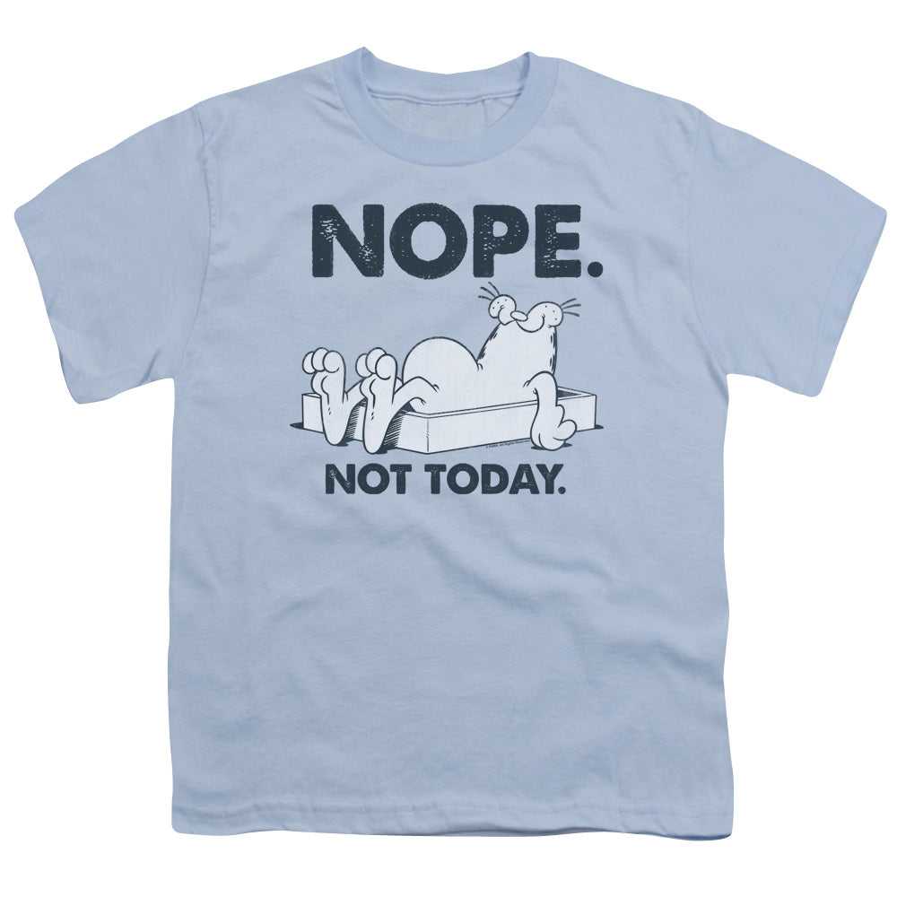 Garfield Nope Kids Youth T Shirt Light Blue