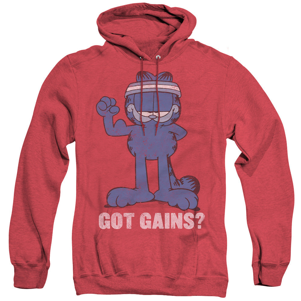 Garfield Got Gains Mens Heather Hoodie Red Officially Licensed