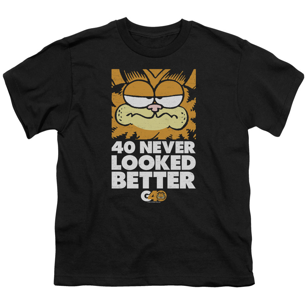 Garfield 40 Looks Kids Youth T Shirt Black